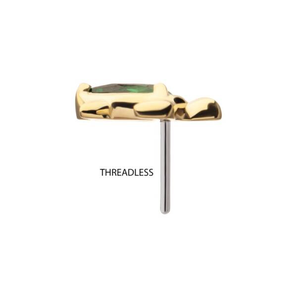 14Kt Yellow Gold Threadless Teardrop Prong Set Gem Turtle Top - Image 3