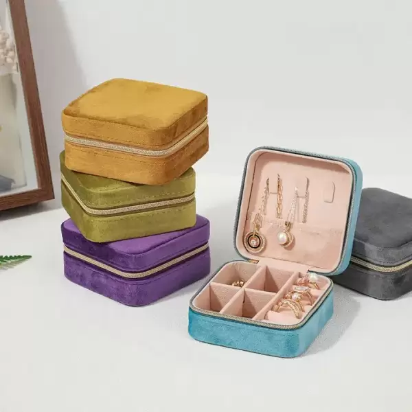 Jewelry Organizer Travel Box Case: Vegan Leather, Velvet or Suede - Image 6