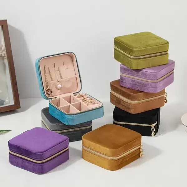 Jewelry Organizer Travel Box Case: Vegan Leather, Velvet or Suede