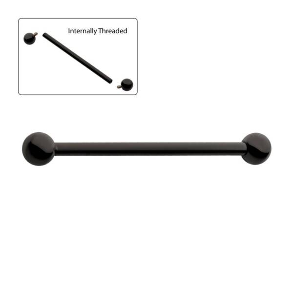 Black PVD Titanium Internally Threaded Industrial Barbells - Image 2