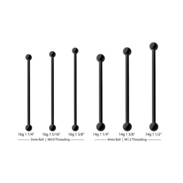 Black PVD Titanium Internally Threaded Industrial Barbells